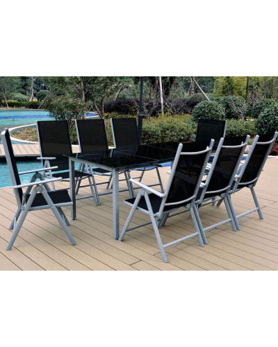 Gartenmöbel Set Alu 9-tlg. 8 Personen Sitzgruppe Bern